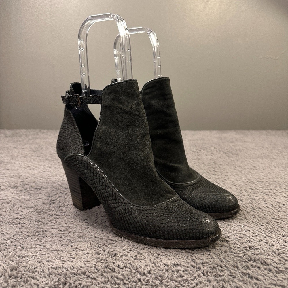 Plomo Booties Womens 39 Grey Leather Suede Snake Embossed Ankle Strap‎ Punk Rock